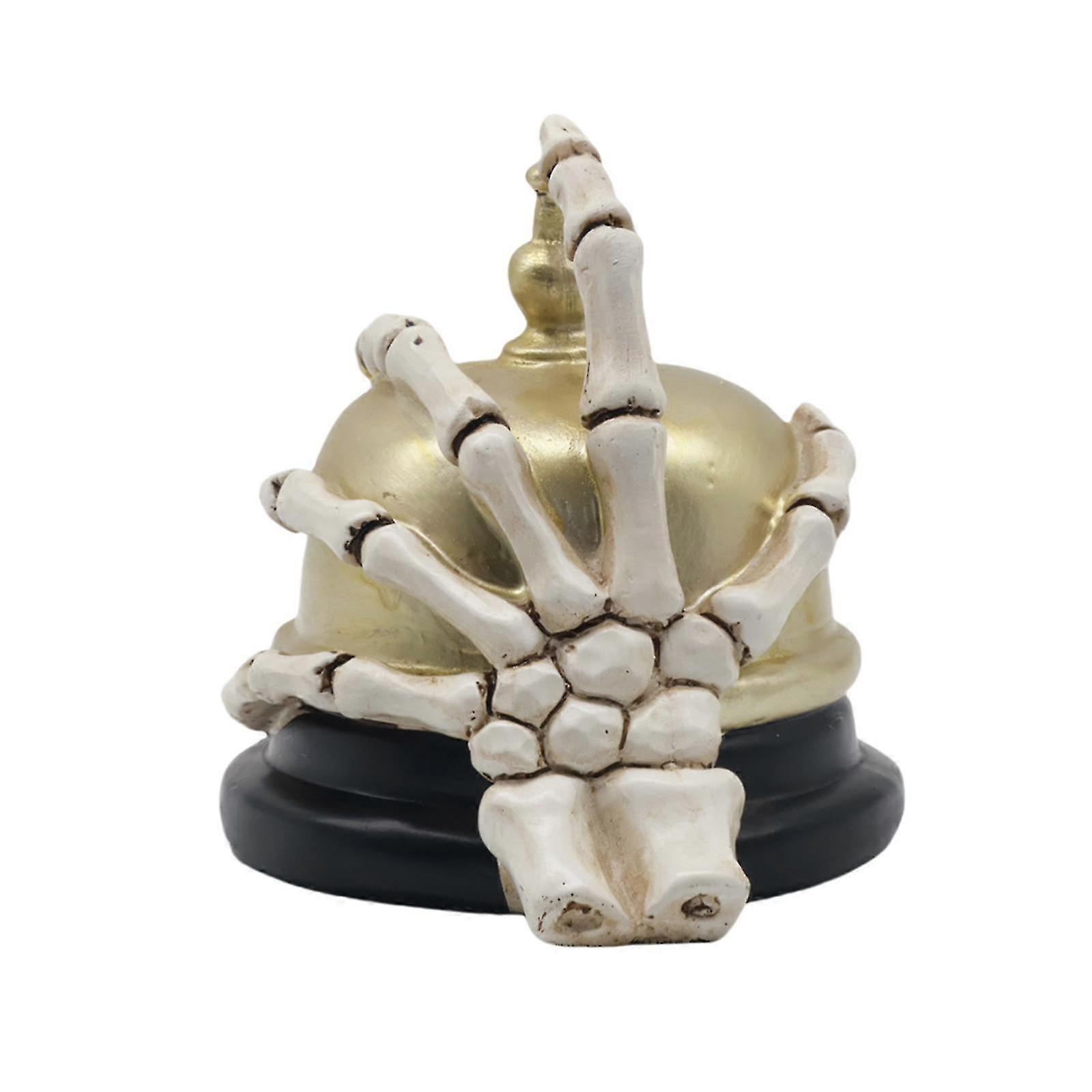 Halloween Skeleton Hand and Bell Figurine Ideal as a Gift for Desktop Indoor Housewarming Decor