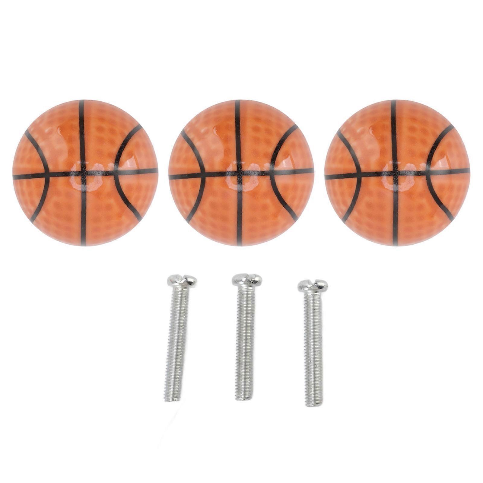 3 Set Basketball Cabinet Kitchen Home Knobs Ball Type Single Hole Drawer Ceramic Handle