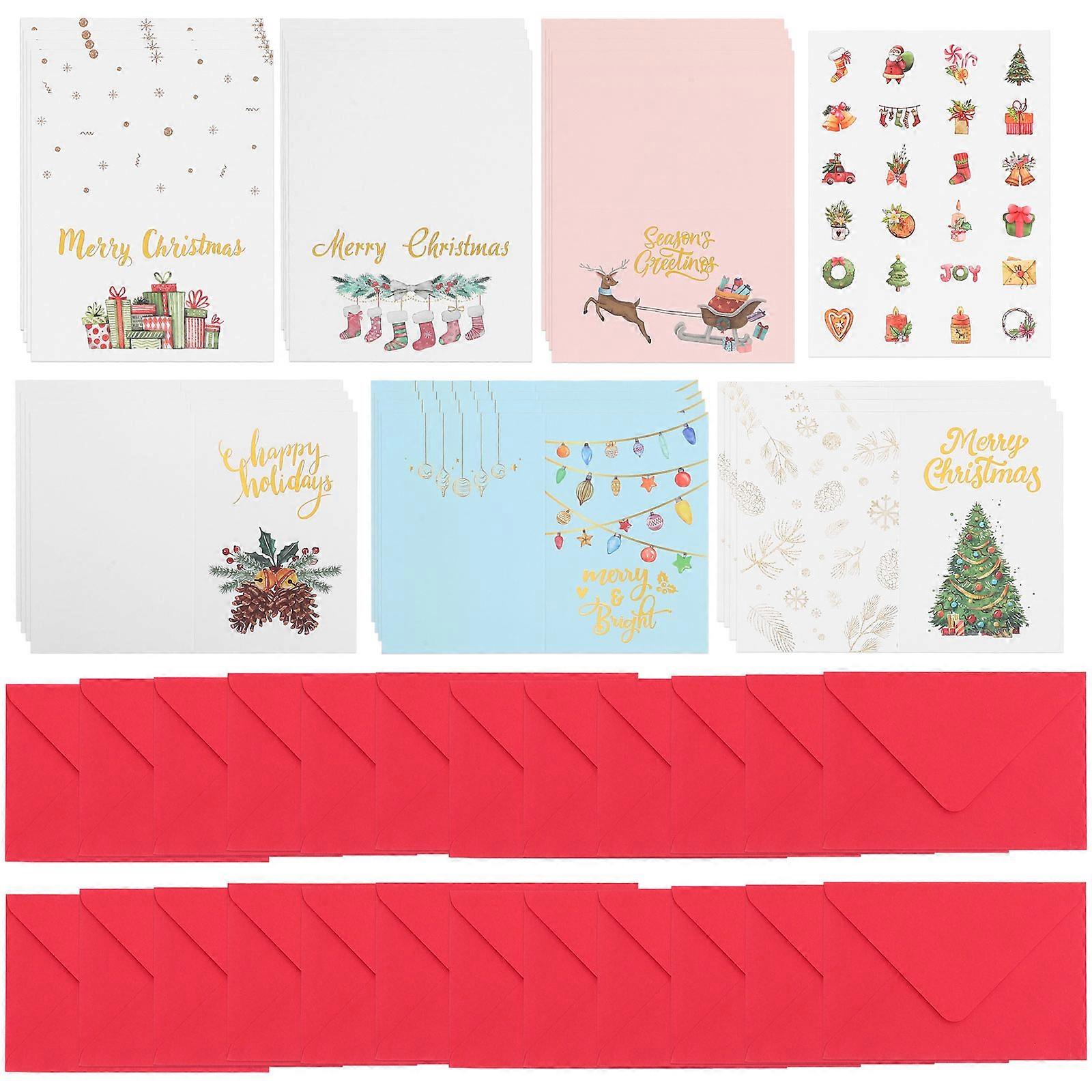 Holiday Greeting Cards Assorted Color Christmas Party New Year Wishes Blessing 49Pcs