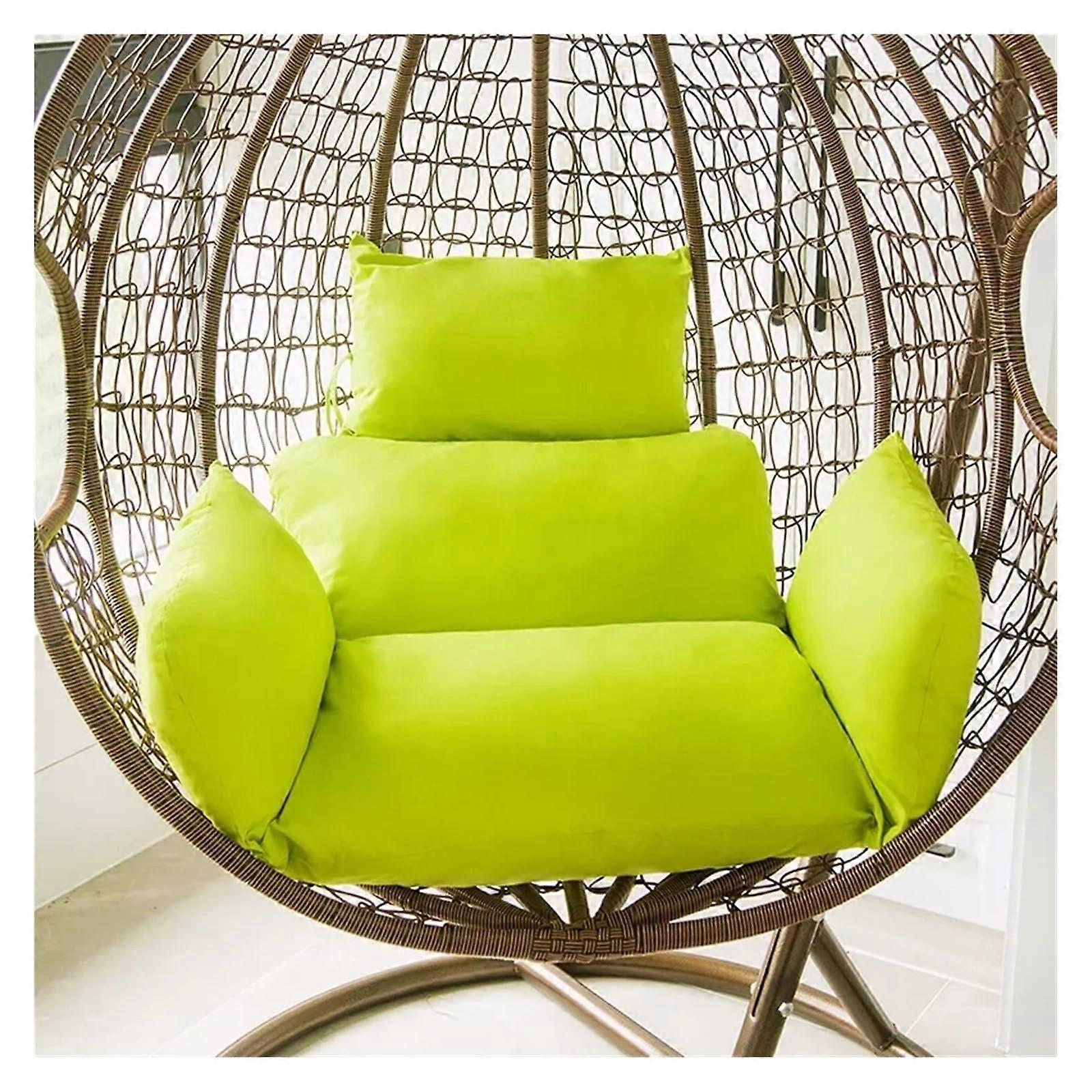 Hanging basket, soft green cushion for egg swing, rattan, garden swing, comfort and style