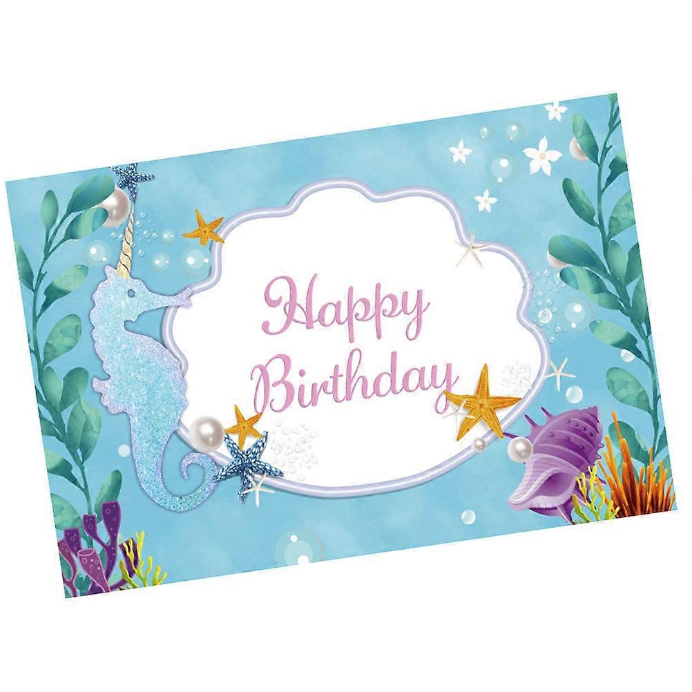 Birthday Party Backdrop Cloth Marine Theme Banner Photo Prop Sky-Blue 150x100cm Photography Background Prop 1Set