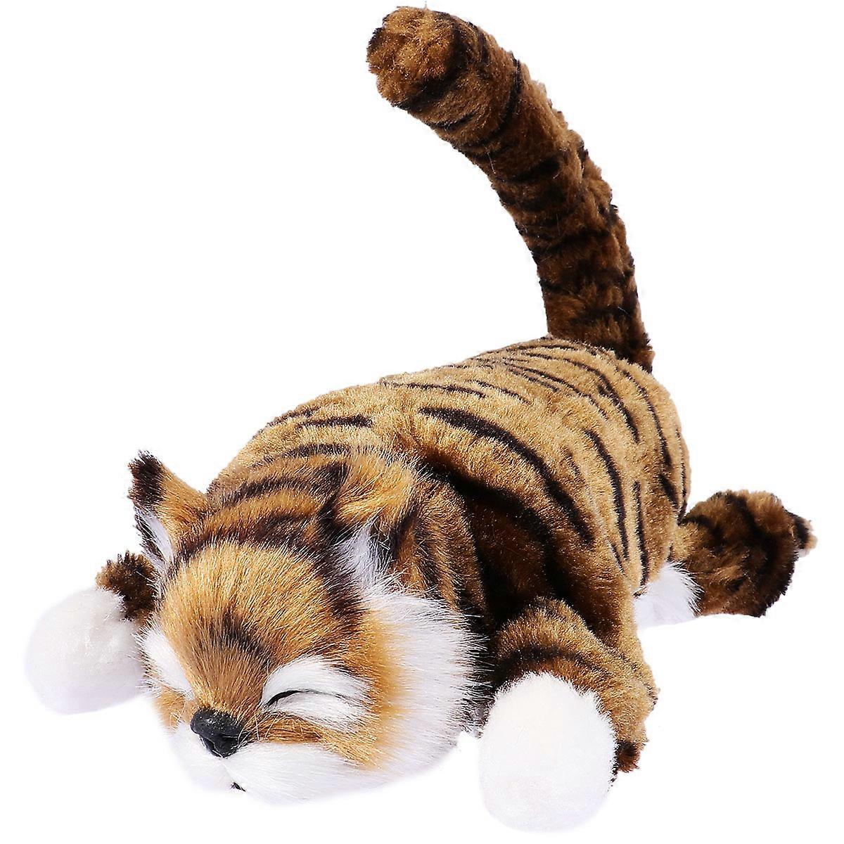 Electric Plush Cat Doll – Adorable Simulated Rolling Cat – Soft & Comfortable Stuffed Animal – Dark Brown