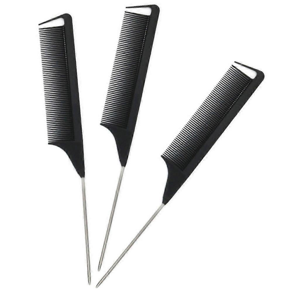 Rat Tail Combs Clips Hair Partition Clips Black Plastic For Professional Hair Styling 10.4 1.2 0.6in Perm 1 Set