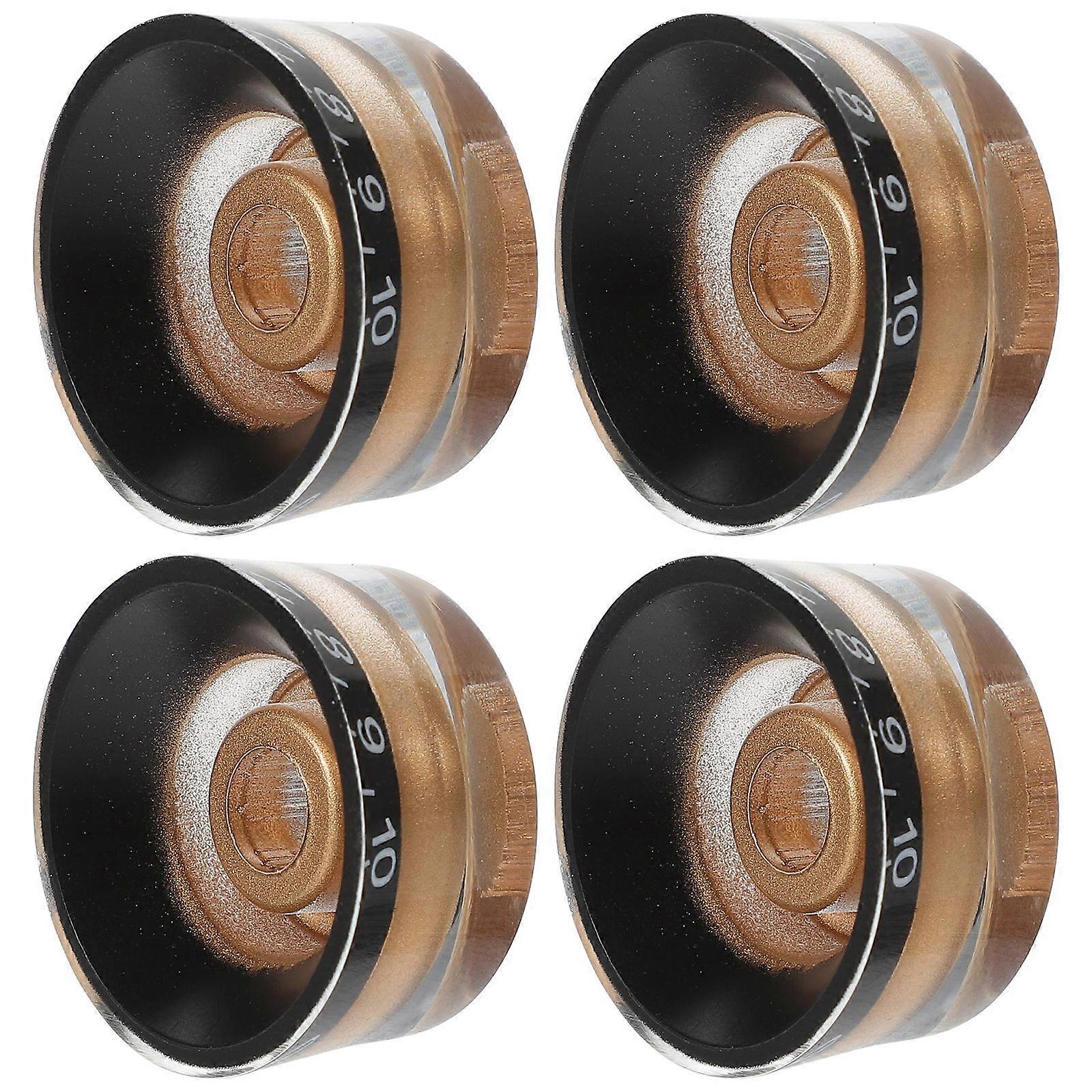 4pcs Black Acrylic Control Knobs with White Lettering for Electric Guitar – Durable, Lightweight Design for Style and Precision