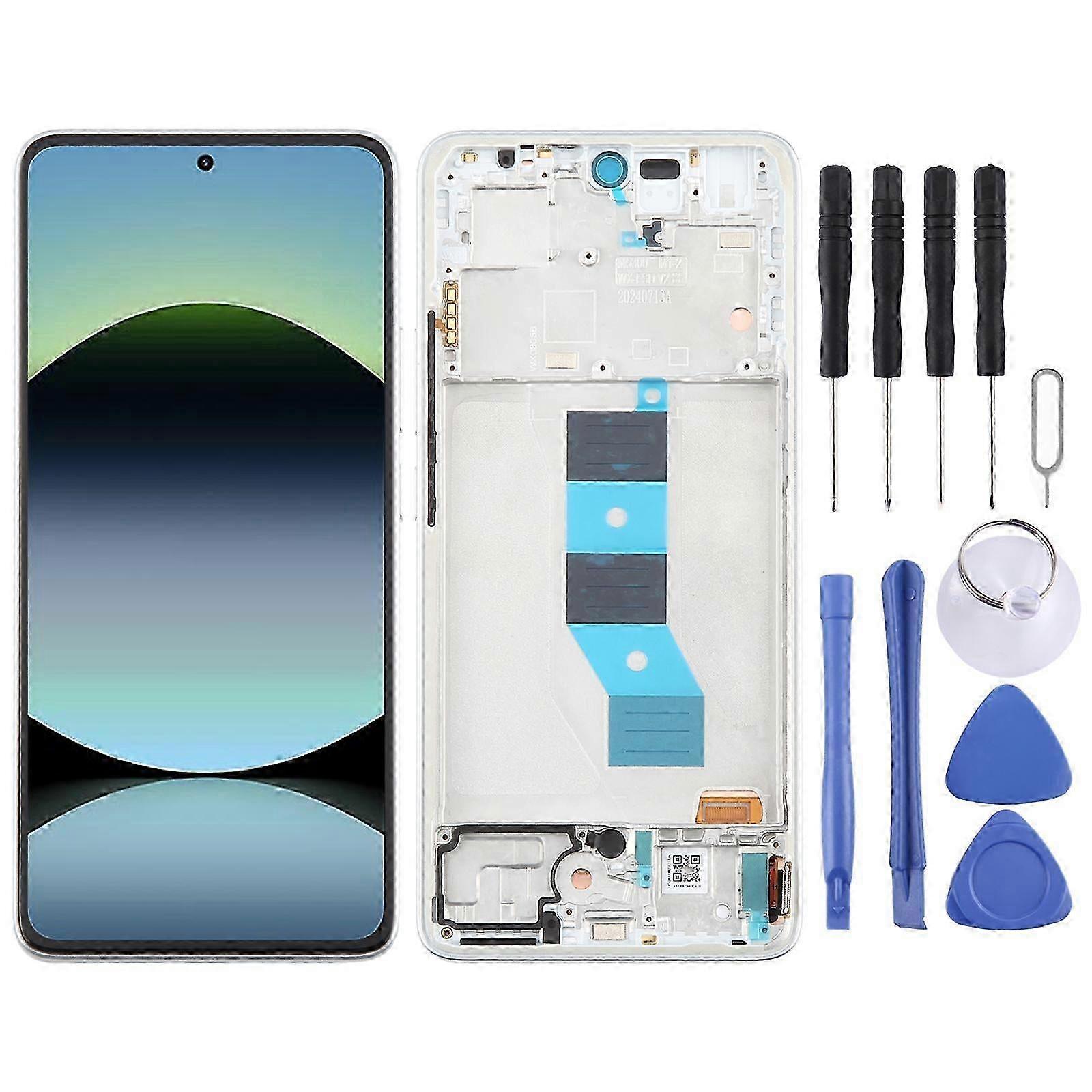 (Silver) For Xiaomi Redmi Note 14 5g India Amoled Compatible Lcd Screen Digitizer Full Assembly With Frame