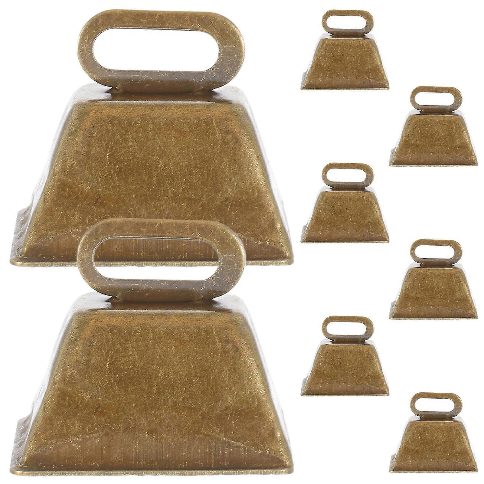 Christmas Craft Bells Cowbell Ornaments Rustic Style Diy Projects Bronze 3.20X3.00X2.60CM Ringing Sound 8Pcs