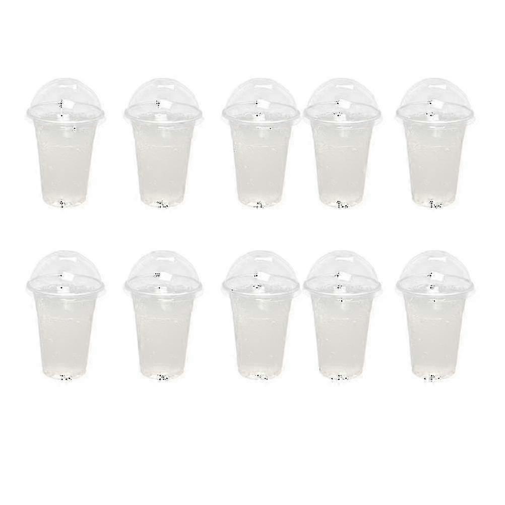 100pcs 500ml 일회용 투명 플라스틱 컵 구멍 돔 뚜껑 comptiable 차 과일 주스 밀크티 커버