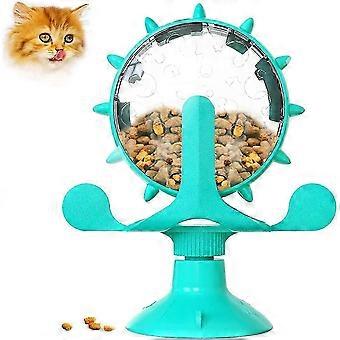 Roterend kattenspeelgoed - Windmolen Draaitafel Feeder met zuignap (gebruik binnenshuis)