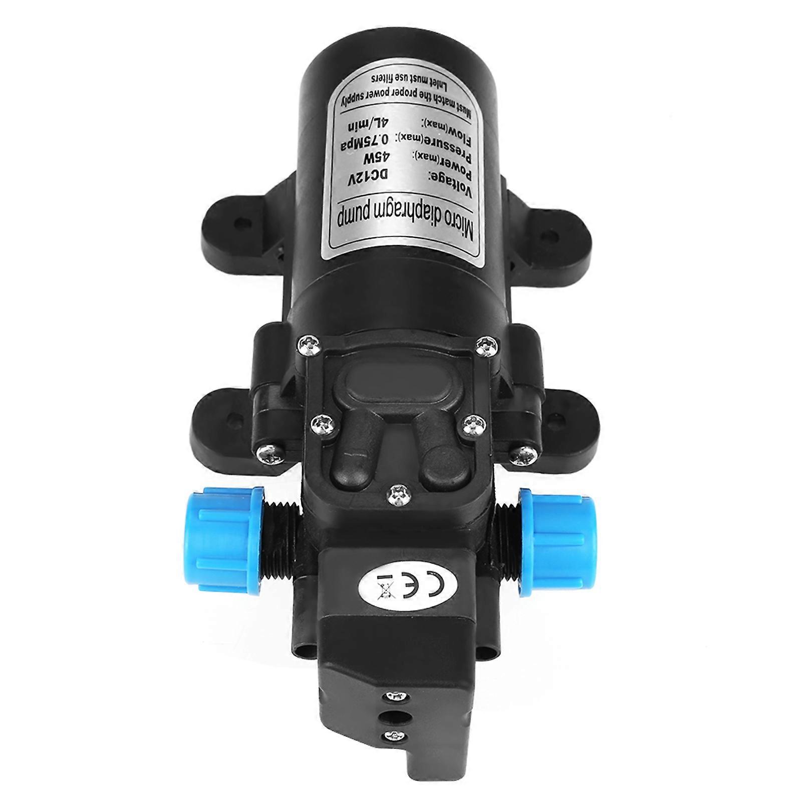 DC 12V 45W Micro Diaphragm Self-Priming Water Pump Low Noise 4L/min Flow Rate Black