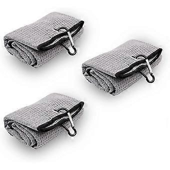 3-Pack Men's Golf Bag Tri-Fold Golf Towels - 16 x 24 Inch Golf Towels - Machine Washable, Quick Dry and Super Absorbent Gray Golf Towels, Gray
