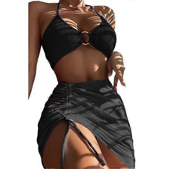 3ks / Set Dámské bikiny Set Pevná barva Ohlávka Kovový kroužek Zadní Polstrovaný Drát