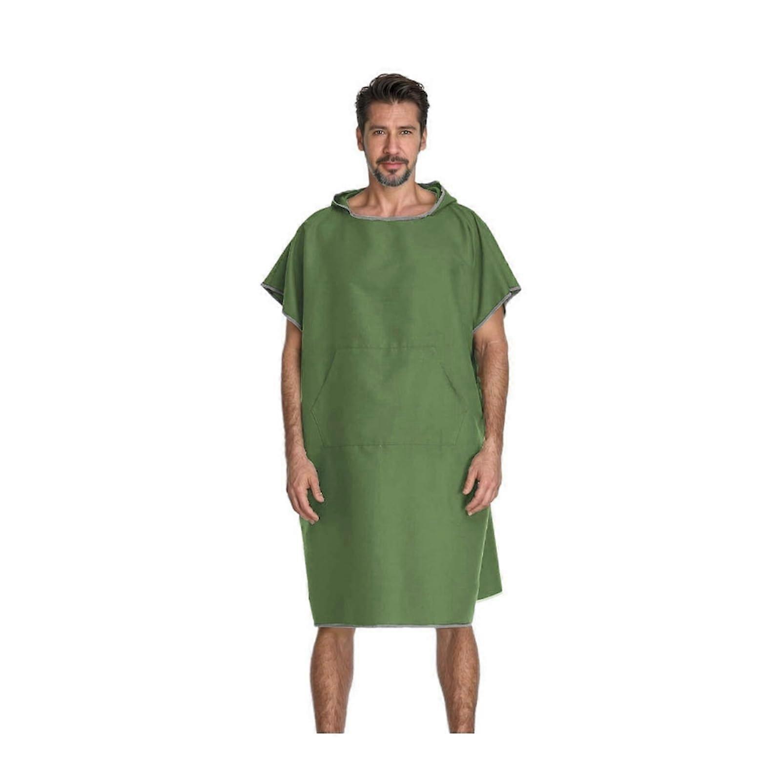Changing robe, microfiber towel for surf and swimwear, quickdrying, lightweight (Green)