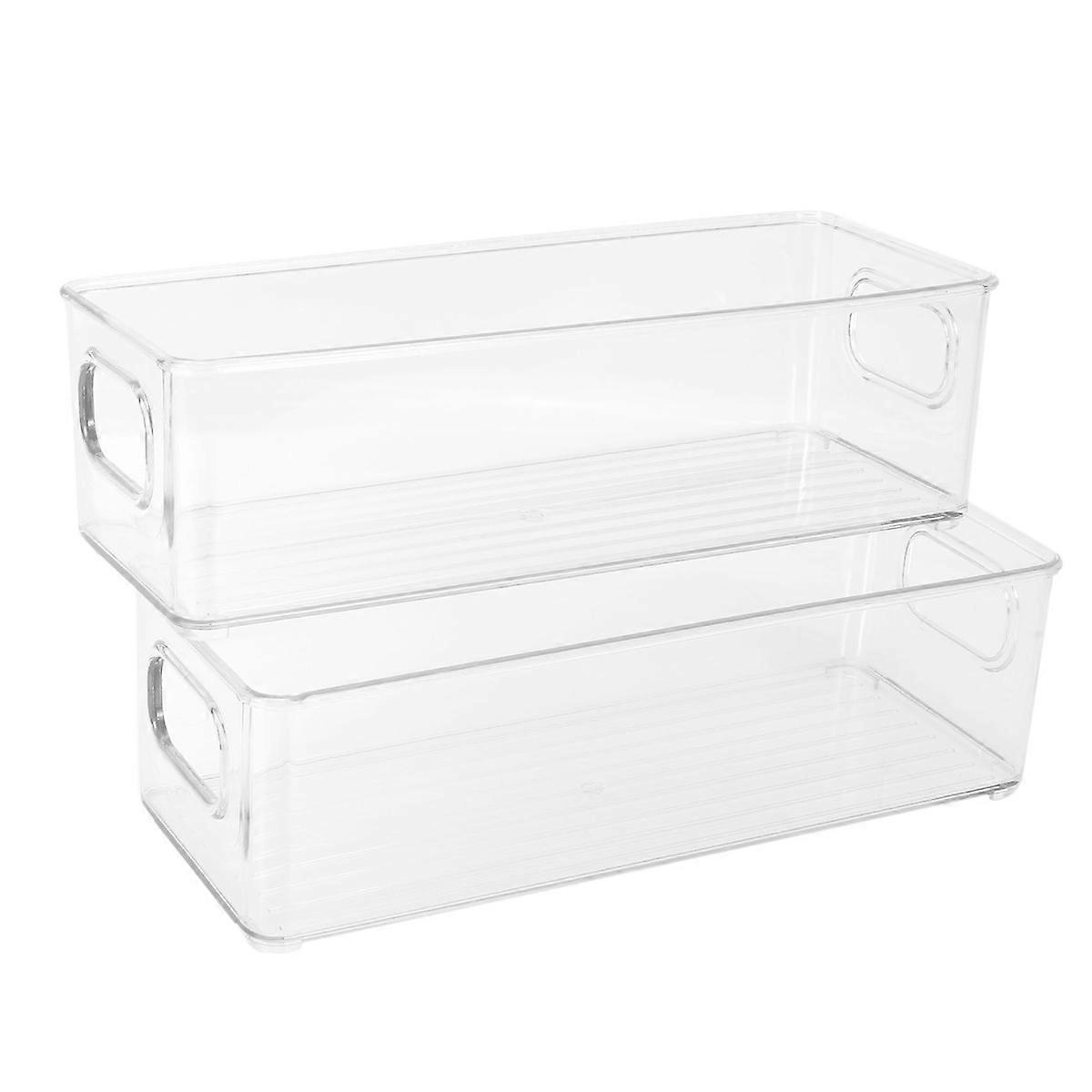 6 Pcs Refrigerator Organizer Bins, Clear Stackable Plastic Food Storage Rack with Handles for Pantry