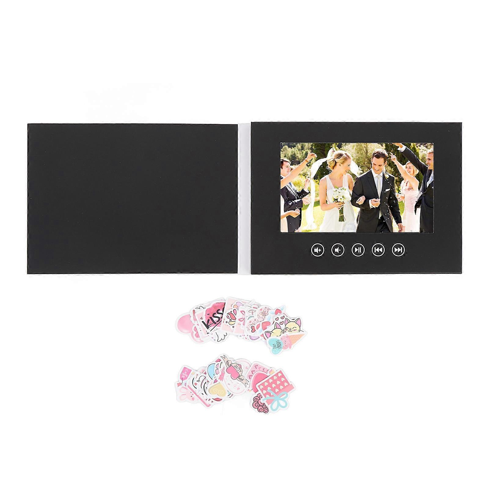Electronic Greeting Card with Color LCD Screen, Customizable Video Brochure for Product Promotion, Wedding Anniversary, Black, 5 inch