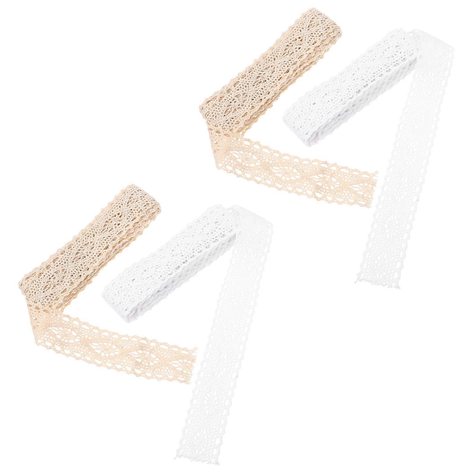 Clothes DIY Ribbon Decor Accessory Beige Rectangular Elegant Lace Trim For DIY Projects 4 Rolls