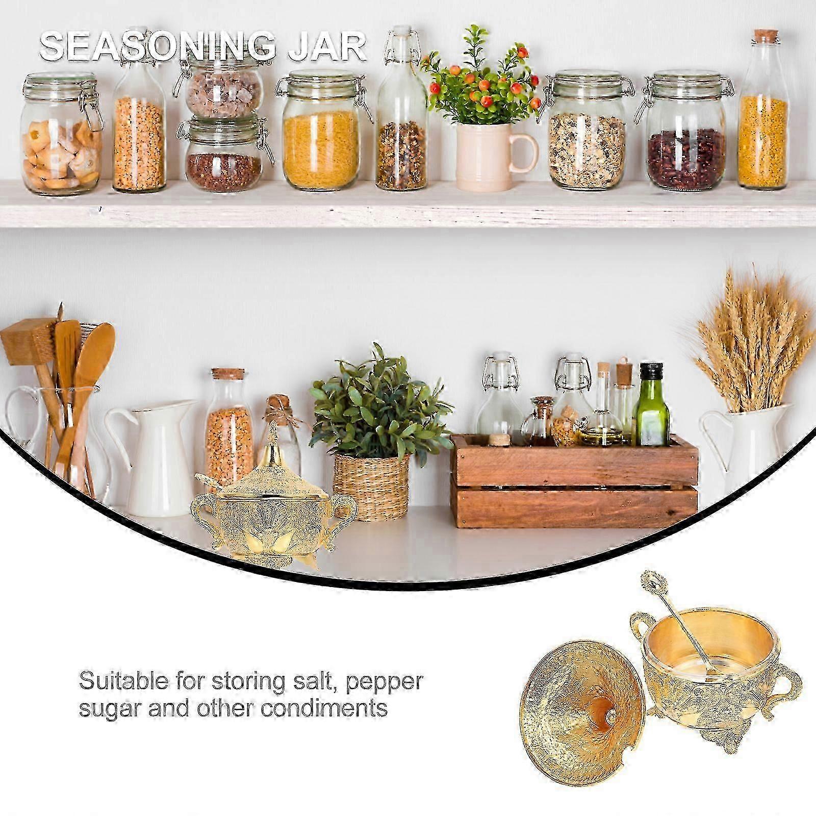 1Pc Zinc Alloy Seasoning Box Useful Storage Case Carved Spice Container for Home