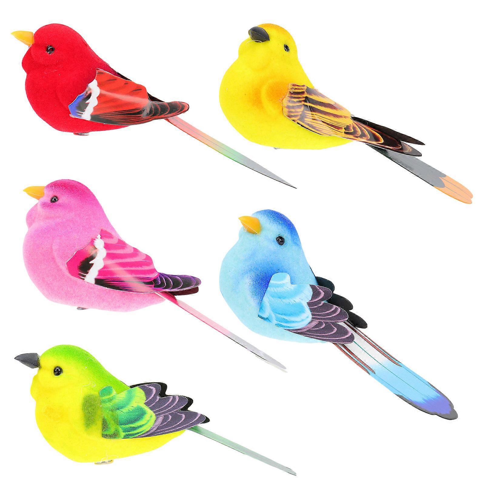 Simulation Bird Ornament Bird Shape Garden Adornment Yard Lawn Decor Random Color 12x3cm 5Pcs