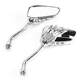 Spiegel Motorrad Zubehör M10 M8 Schädel Hand Universal Chrom Skelett Lenker Rückansicht Elektroroller Moped Vespa ATV--
