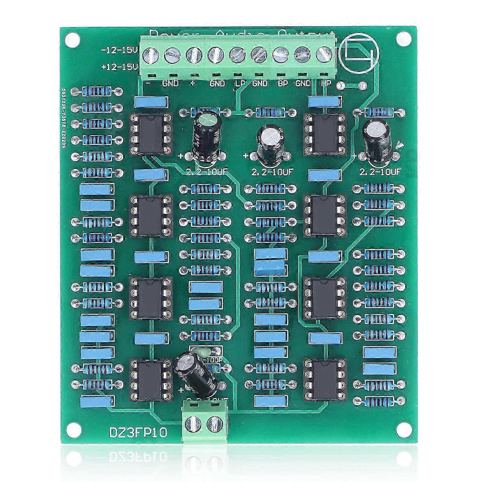 Adjustable 3 Channel Preamplifier Module with NE5532 Treble Midrange Bass Output