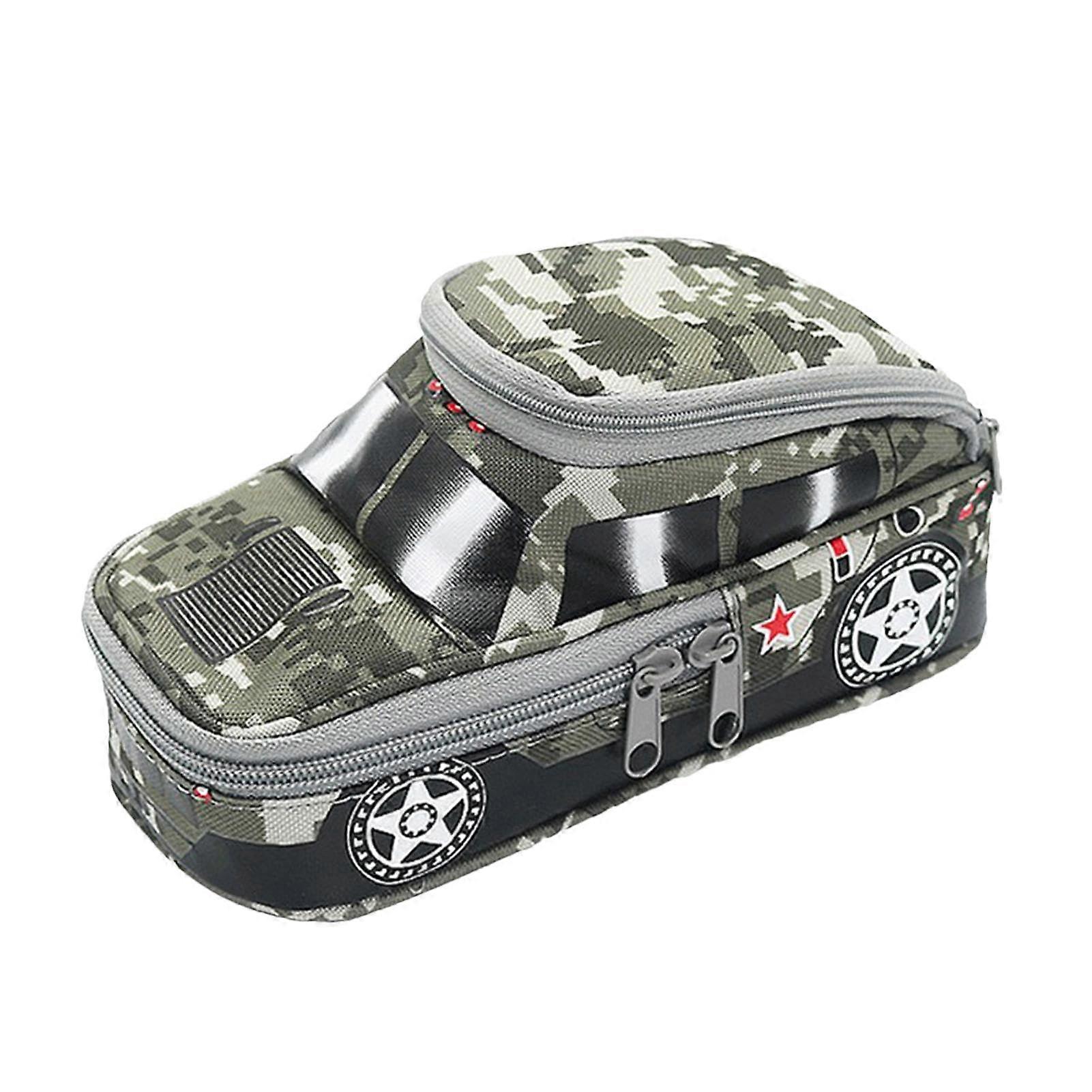 Car Shape Pencil Case, Camouflage, Large Capacity with Zipper, Stylish Cool Pen Bag, Gray
