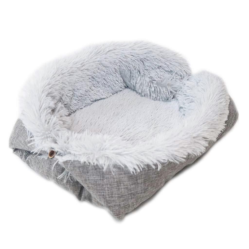 Improved Sleep 2 in 1 Cat Bed Sofa Long Plush Washable Blanket for Indoor Cats Warm Soft Cozy Design