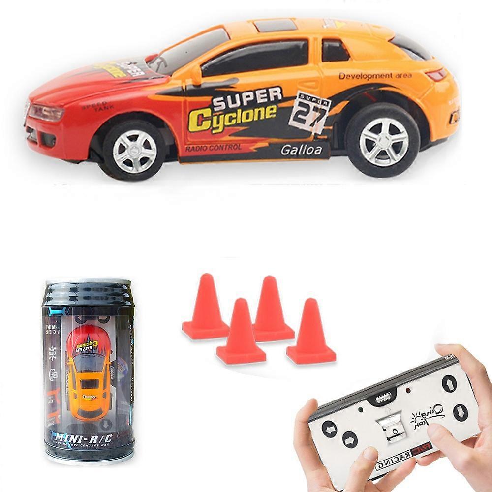 QT666 Mini 1:64 Drink Can Design RC Car with Remote Controller Road Blocks Drift Racing Car Toy Chil