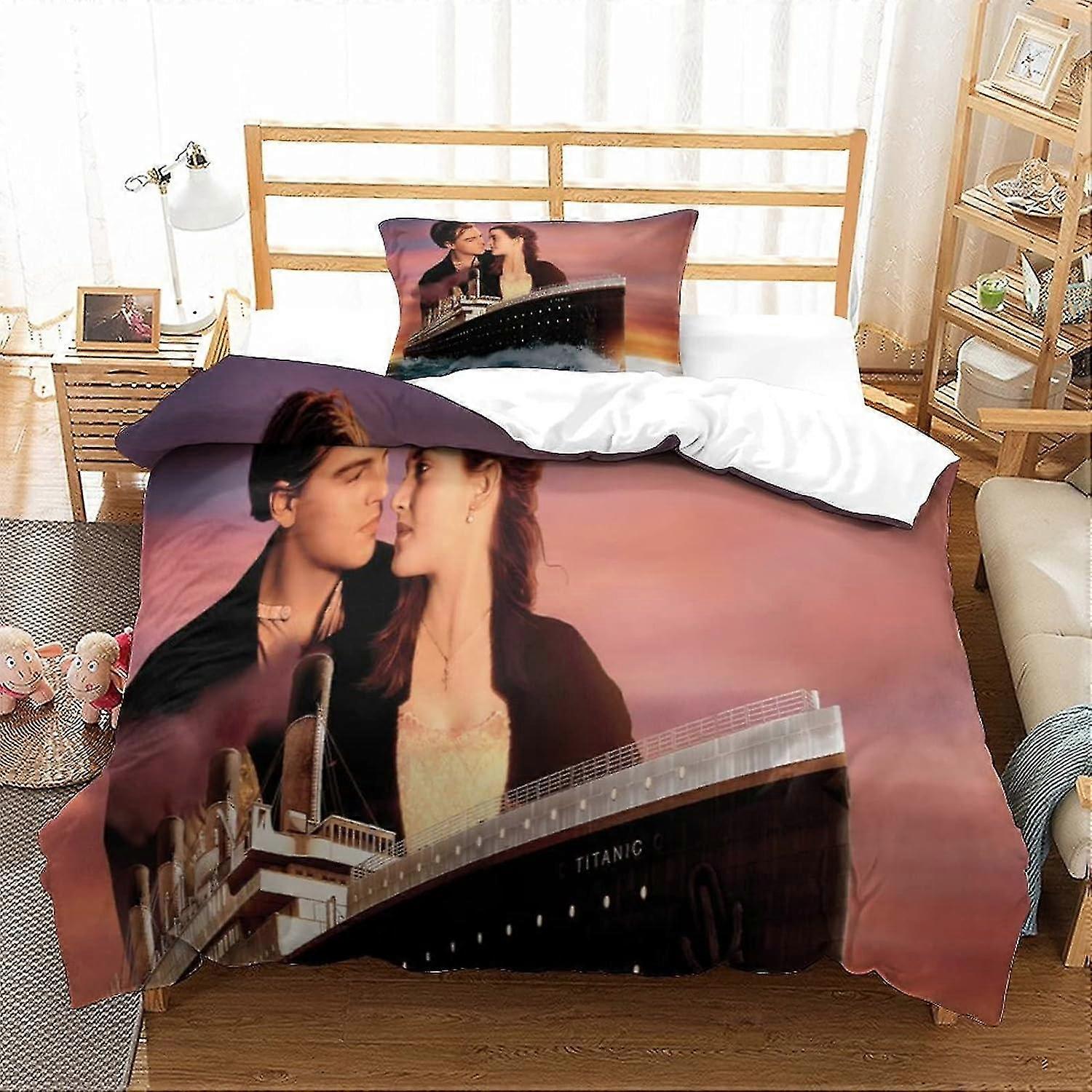 CAYBES Jack And Rose Inspired Titanic påslakan Set med örngott Lyx Mjuka sängkläder Lättskött Design