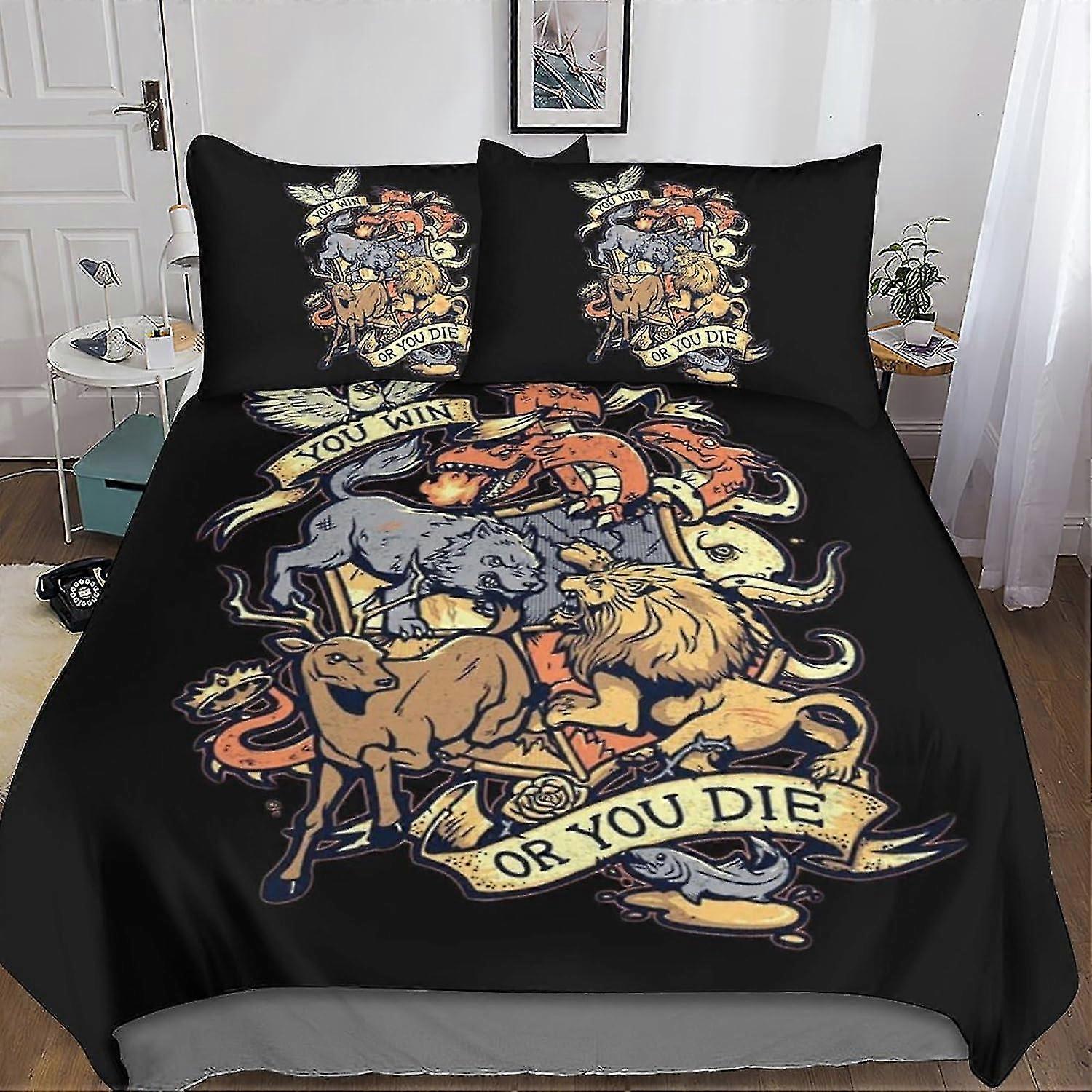 3D Printed Fantasy Bedding Duvet Cover Set with Zipper Closure for Kids and Teens, Soft Microfiber, 3 Piece Set