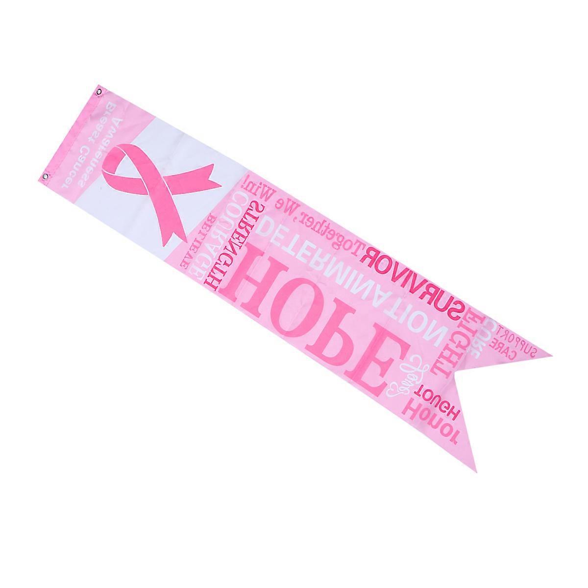Pink Ribbon Bunting Flags for Breast Cancer Awareness 2pcs Health Banner Decoration for Events and Celebrations