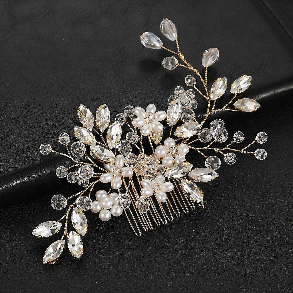 Handmade hair comb with pearls/crystals, elegant, non-slip, for brides, weddings, parties