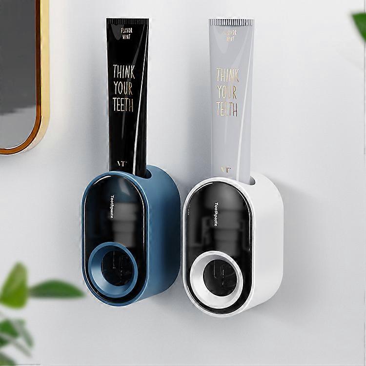 White 2 Pieces Automatic Toothpaste Dispenser, Automatic Hands Free Toothpaste Dispenser Wall Mounted Toothpaste Holder Adaptive Thread Supp