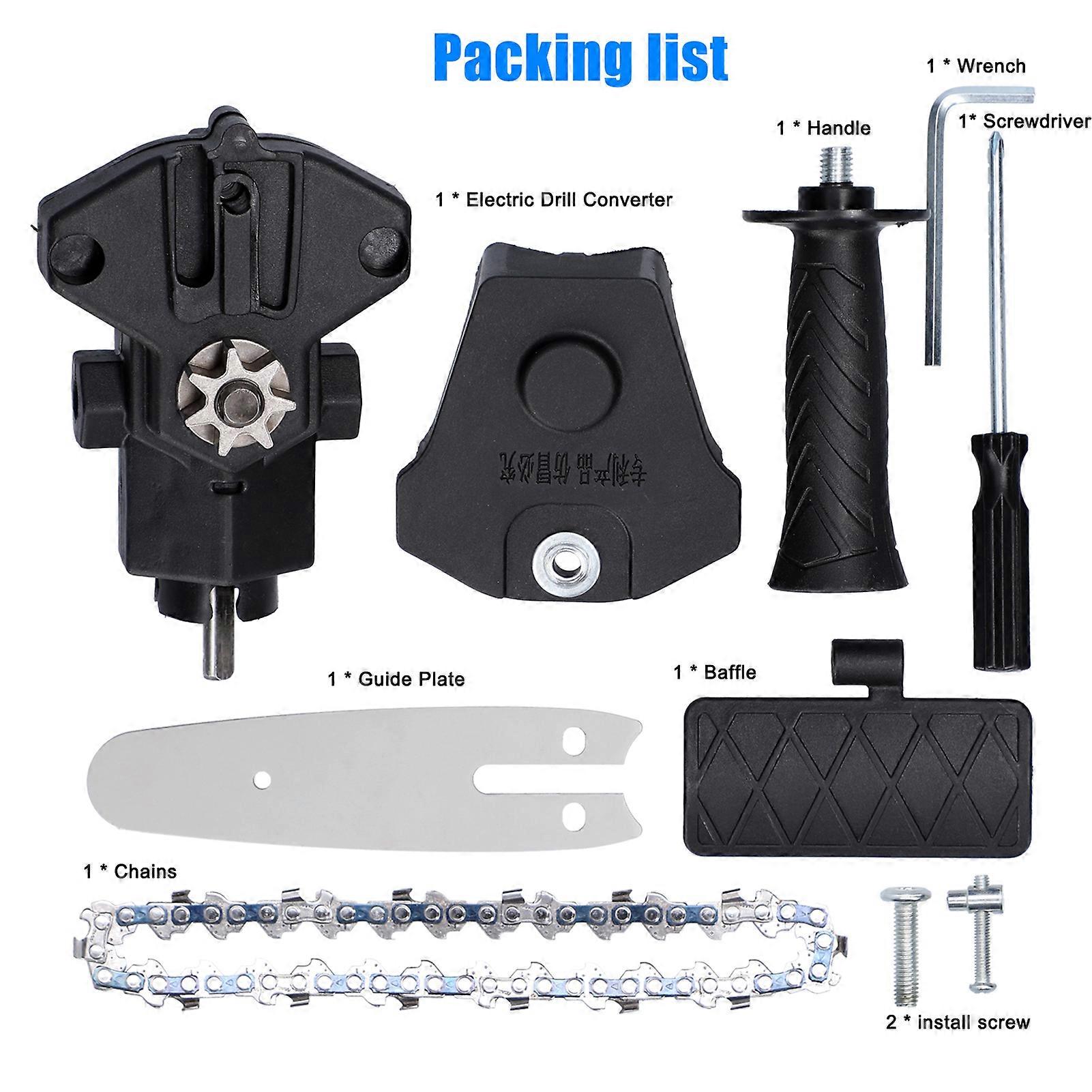 4 Inch Drill Modified To Chainsaw Attachment Electric Chainsaws Accessory Practical Modification Set Woodworking Cutting Tool