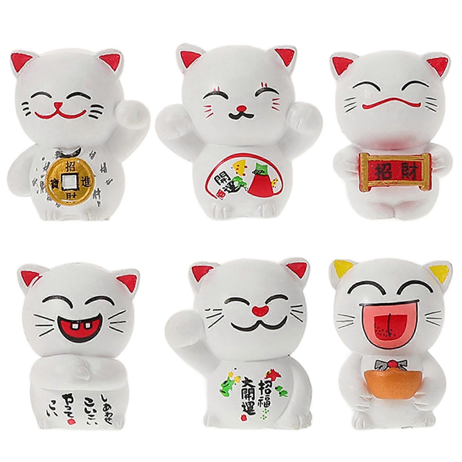 Small Cat Figurines Figures Statues Figurines Car Decor 6Pcs