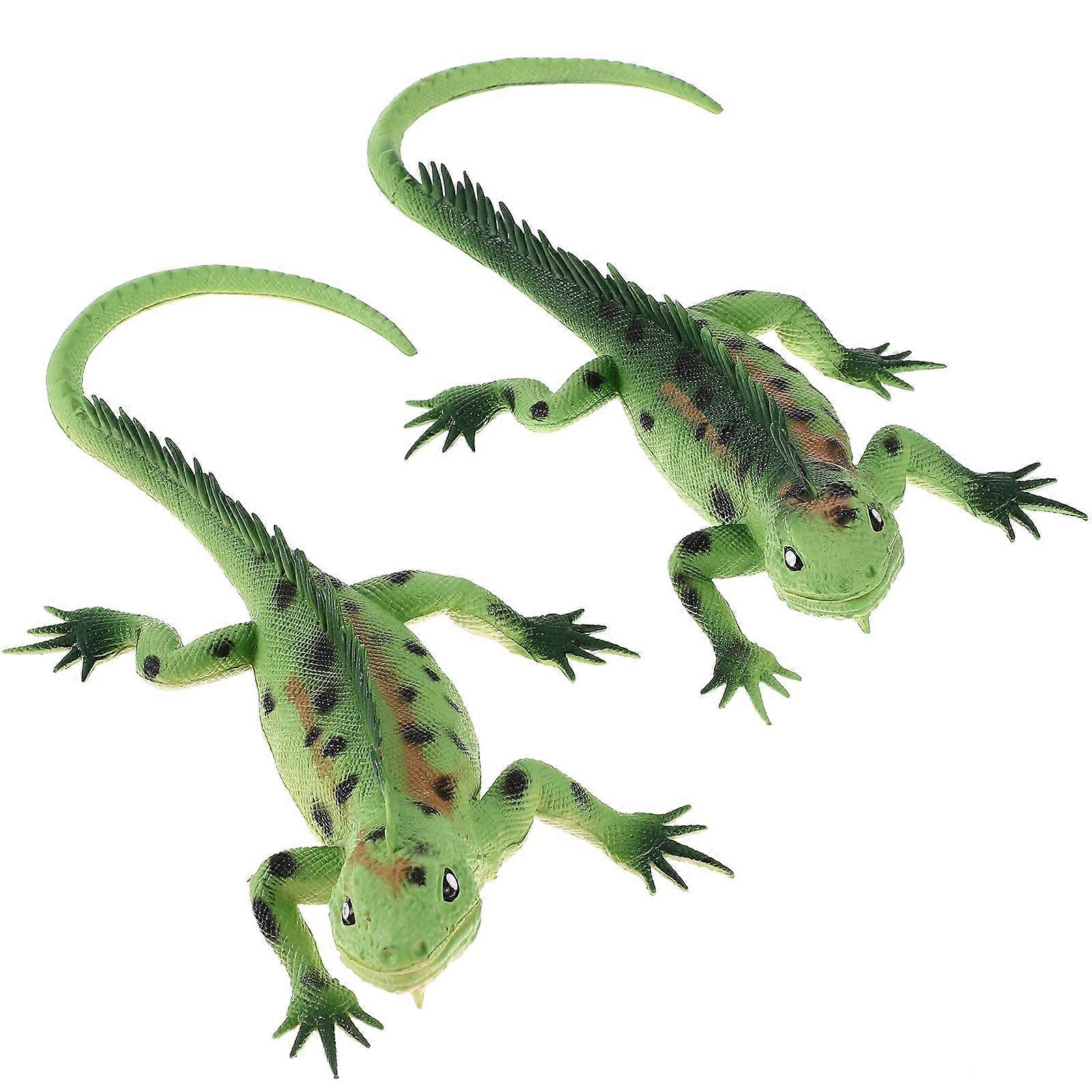 2pcs Simulation Lizard Model Sounding Lizard Figurine Toys Educational Plaything