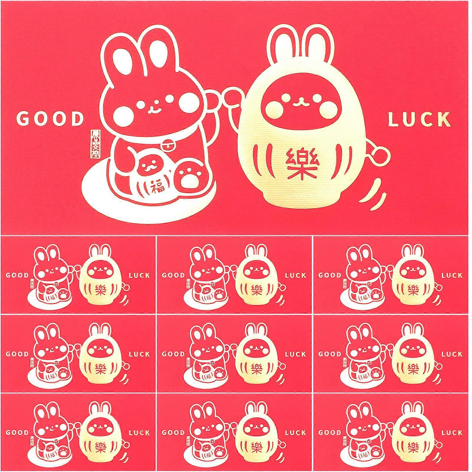 Spring Festival Hong Bao Red Envelopes Cartoon Rabbit Printing Storage present Giving Decoration 12Pcs