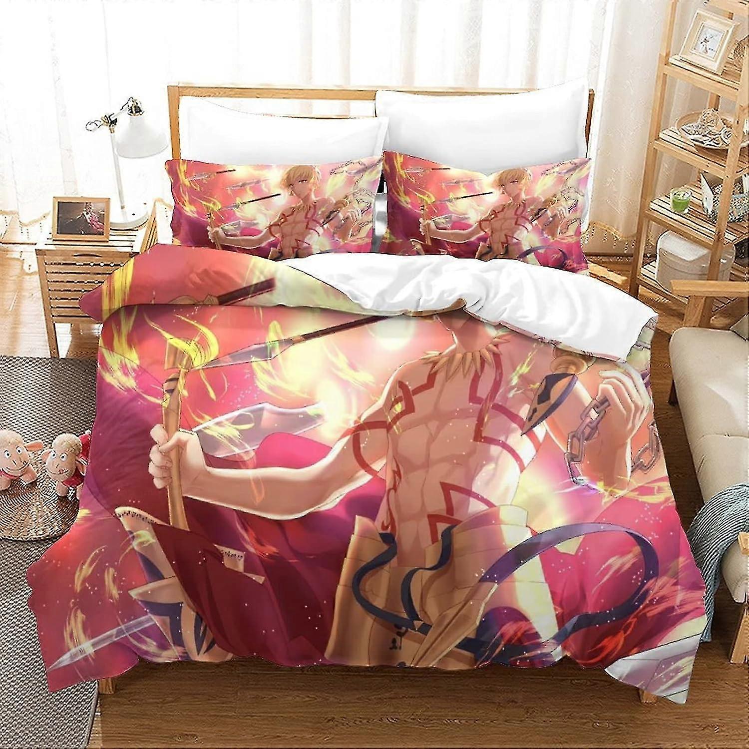 Anime-Themed Duvet Cover Sets for Kids' Bedding - Soft, Breathable 3D Printed Quilt Cover with Pillowcase for Teens and Adults