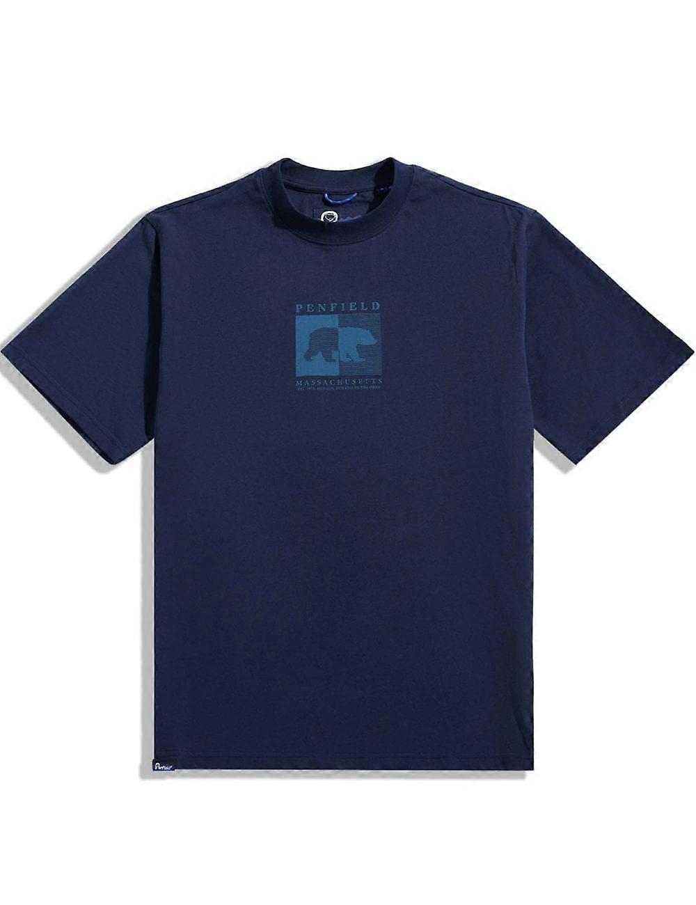 Men's Penfield Contrast Stripe Bear T-shirt - Navy Blazer