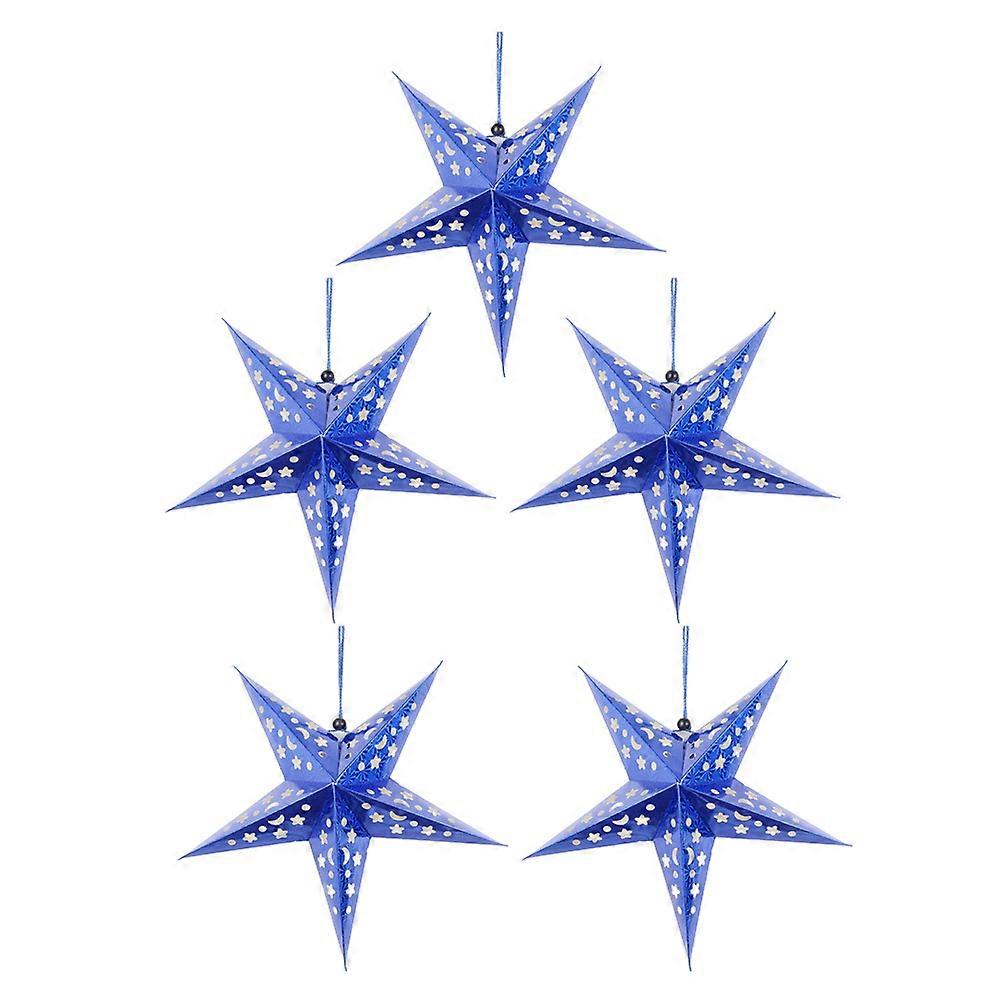 Blue Paper Pentagram Ornament for Home with 5Pcs Pack