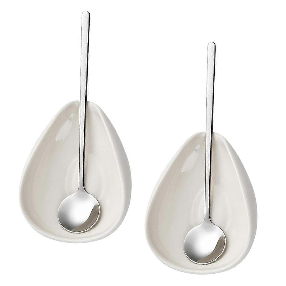 Ceramic Coffee Spoon and Rest Set for Measuring Powdered Ingredients Desktop Use 2 Sets