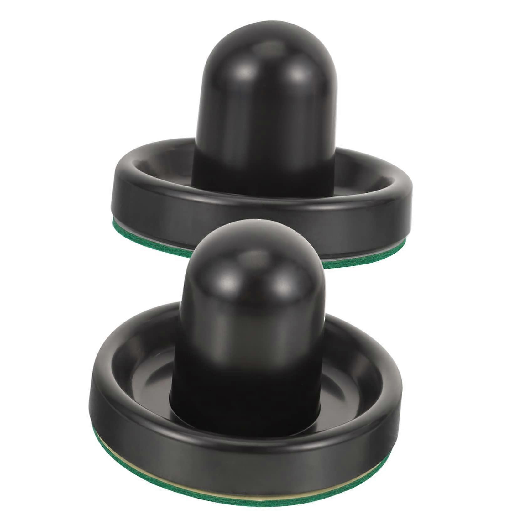 1Set Table Hockey Pushers Set for Ice Hockey Tables, Black Pushers with Felt Pads, Spare Parts and Accessories