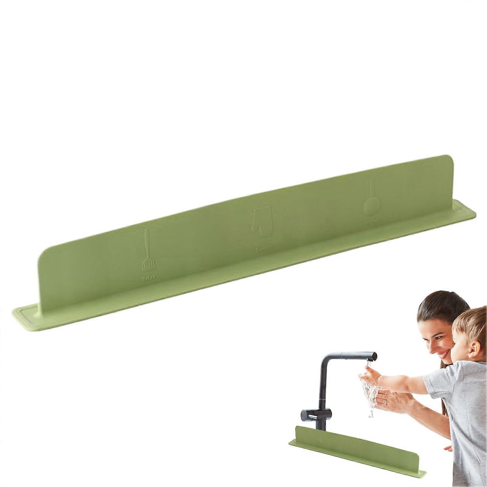 Sink Splash Guard Silicone Edge Protector With Suction Cup For Home And Commercial Washbasins Keeps Countertops Dry Green