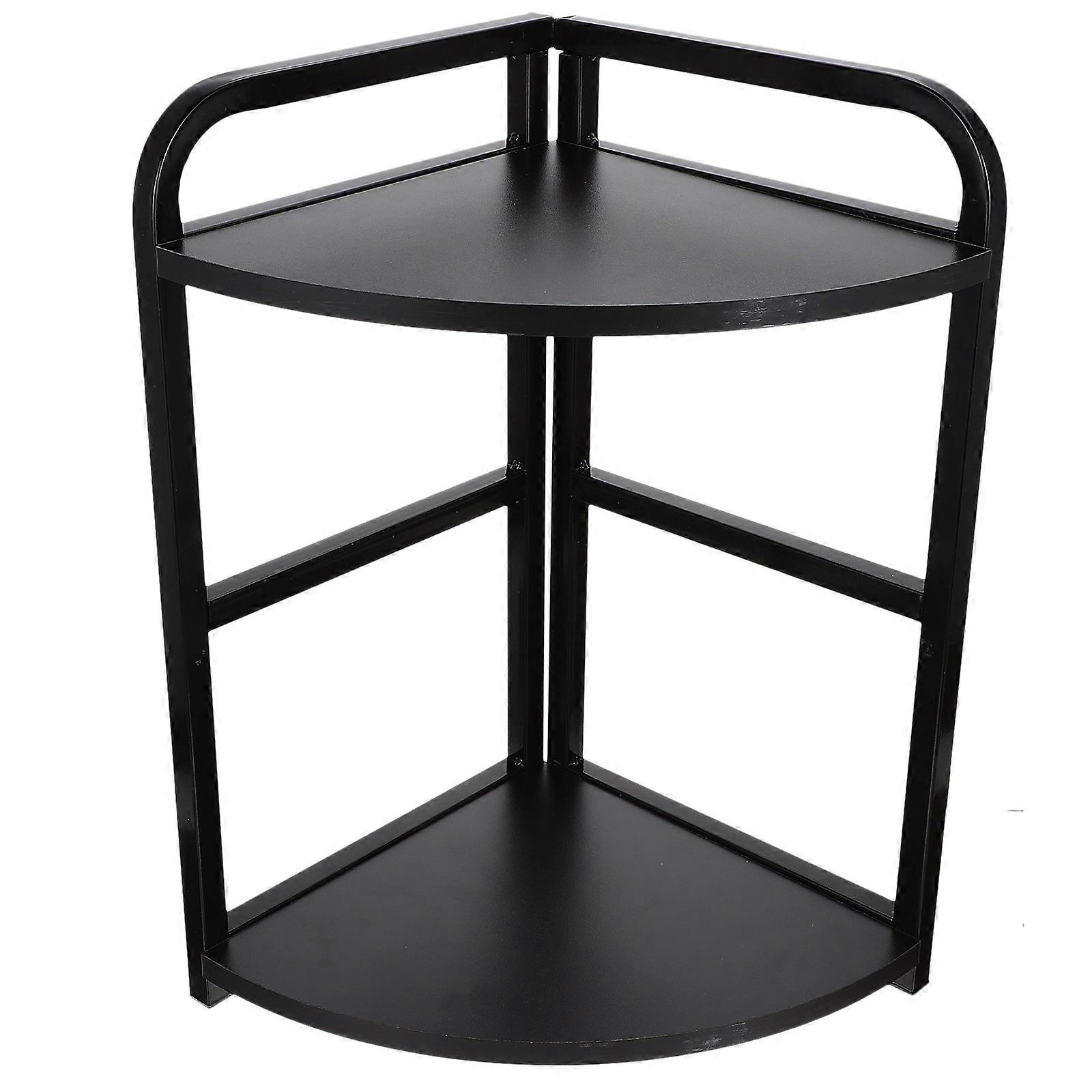 Storage Corner Rack Kitchen Organization Triangular Shape Cabinet Spice Rack 43X25X25CM Iron Wood 1Pcs