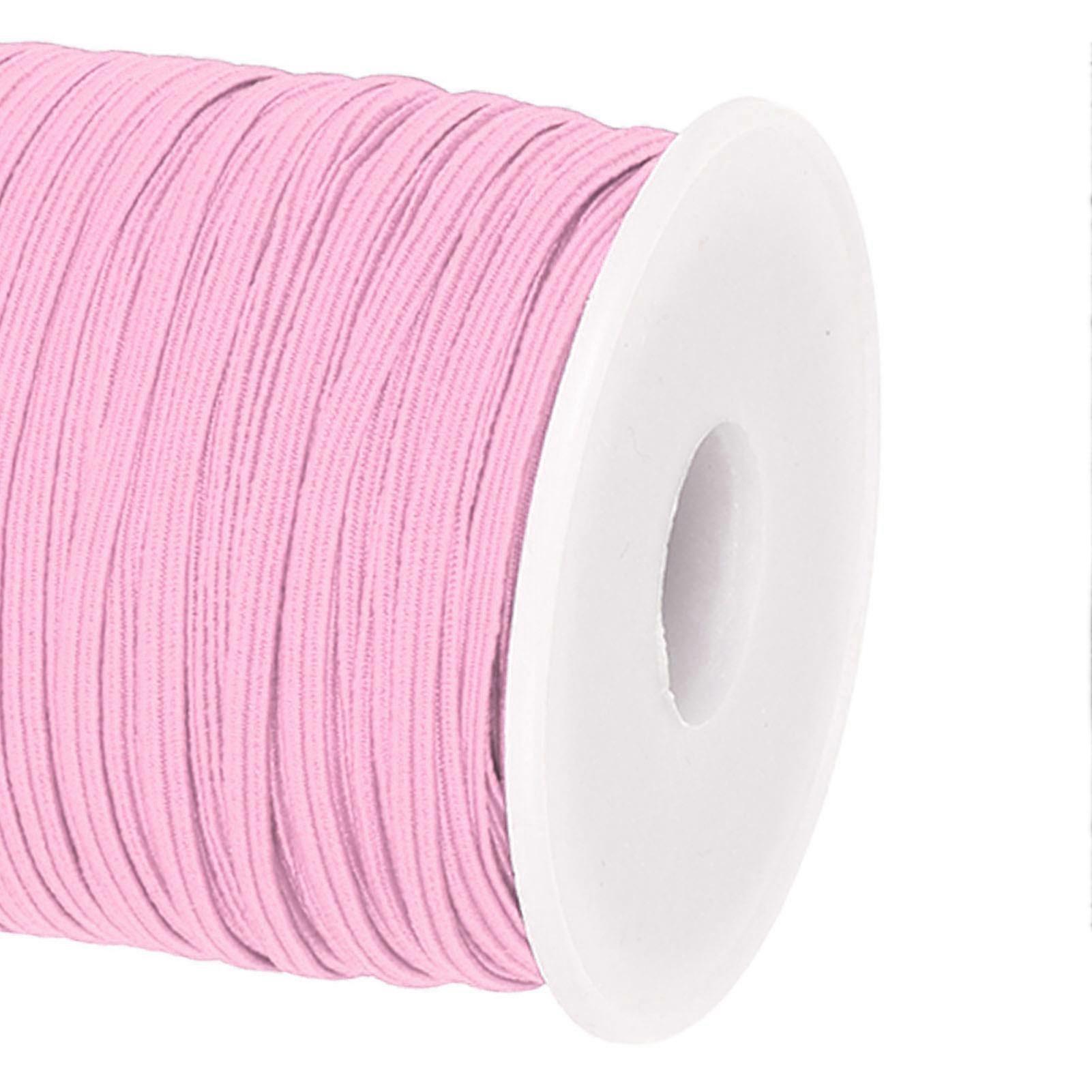 Elastic Cord 50 Yards 0.1in Wide Soft Flexible Nylon Breathable Washable Bracelet String for Handicraft DIY Beads Pink