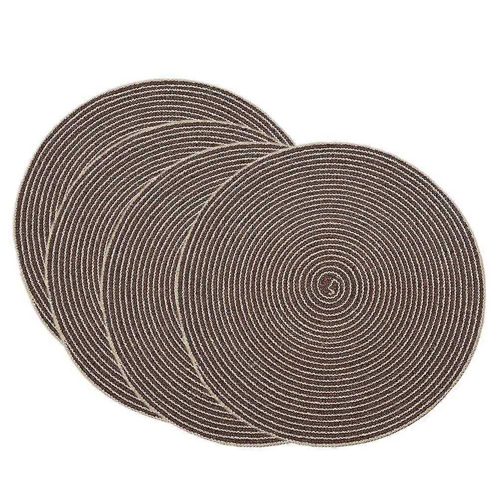 Woven table mats, Thicker 38 cm round table mats made of woven cotton yarn, warming table mats, 4piece set (Coffee) 38cm Coffee