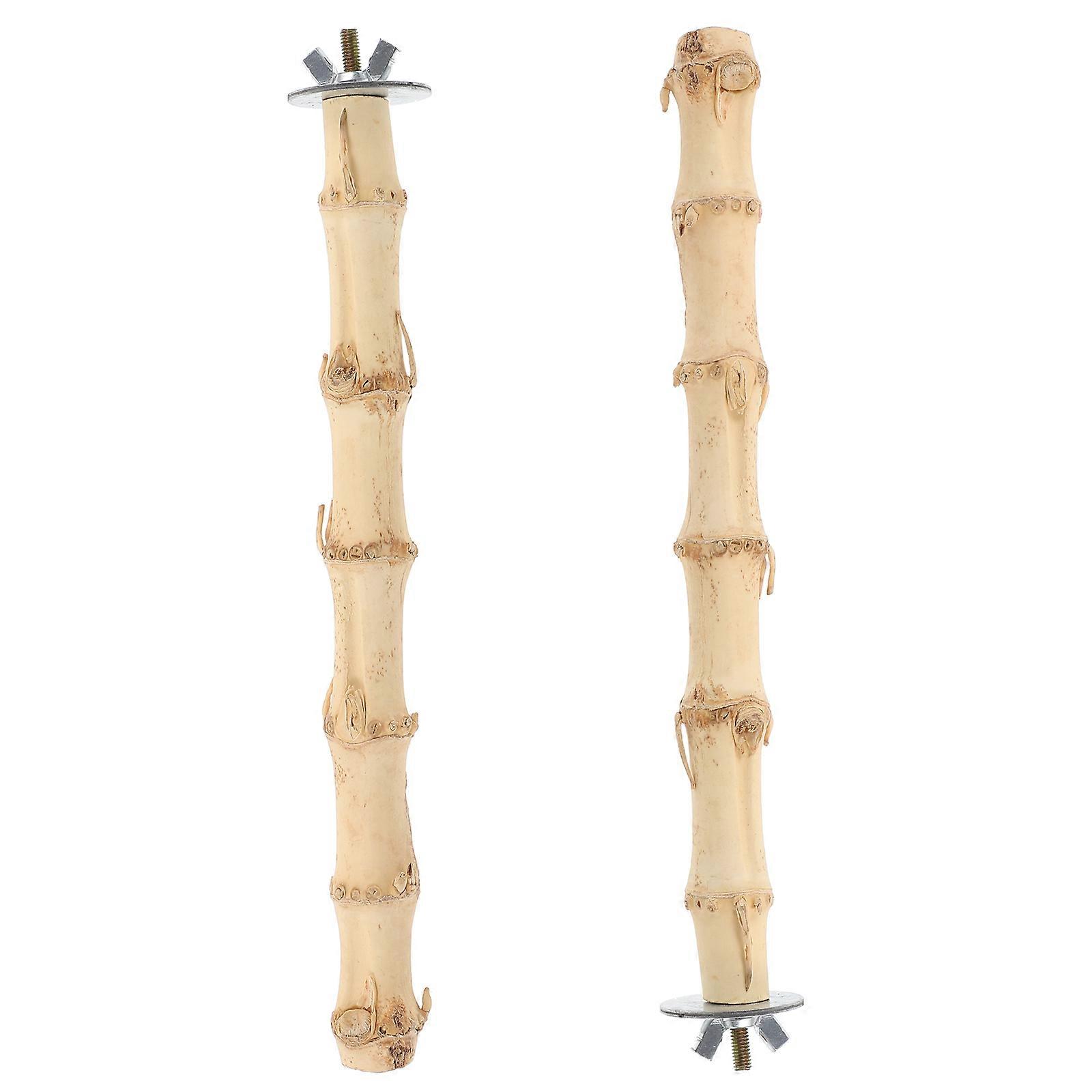 Light Yellow Bamboo Parrot Perch Stand Toy for Birds Durable Chew Rod Ideal for Pet Use 2pcs