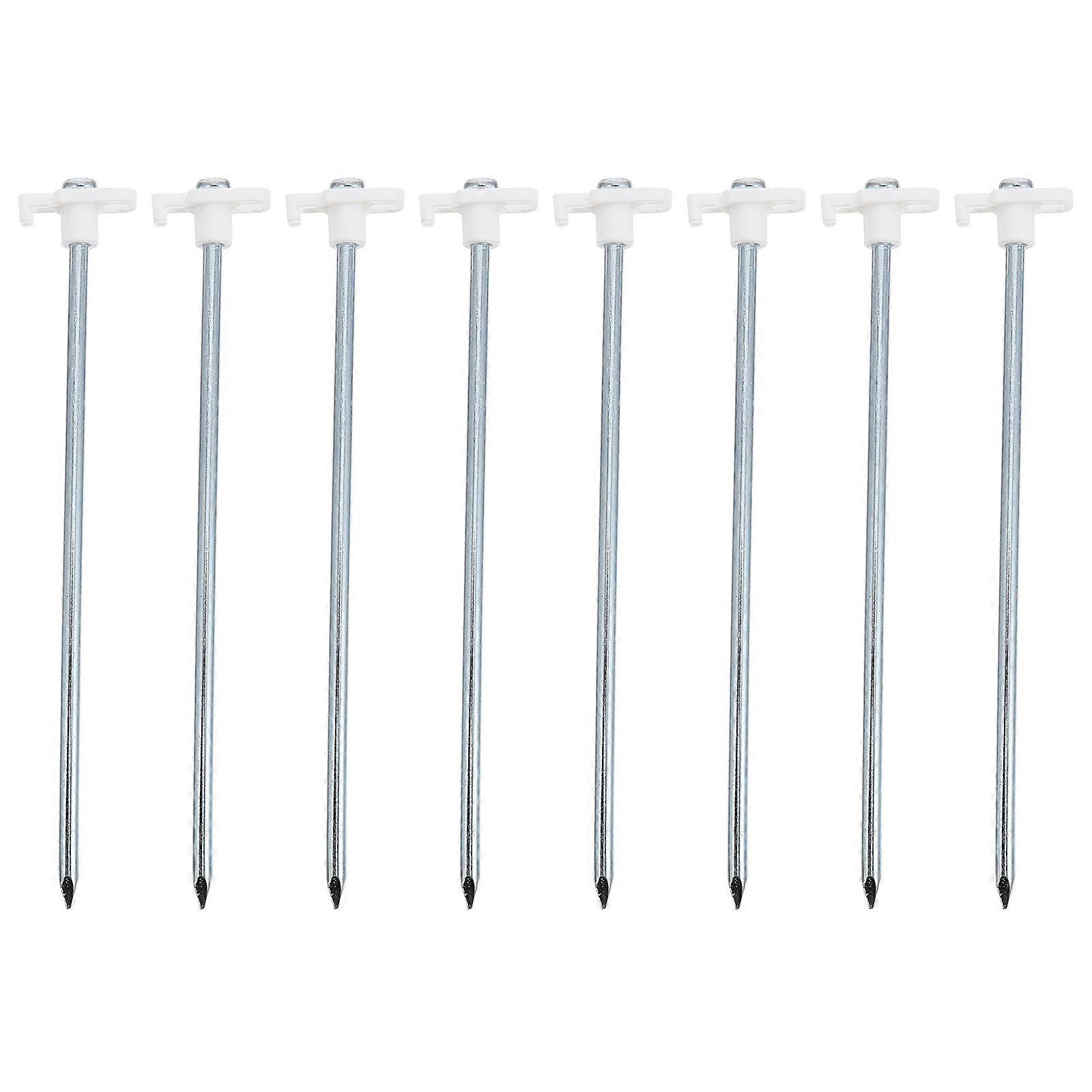 White Stainless Steel Tent Pegs for Camping Use with Large Head and Hook 10pcs