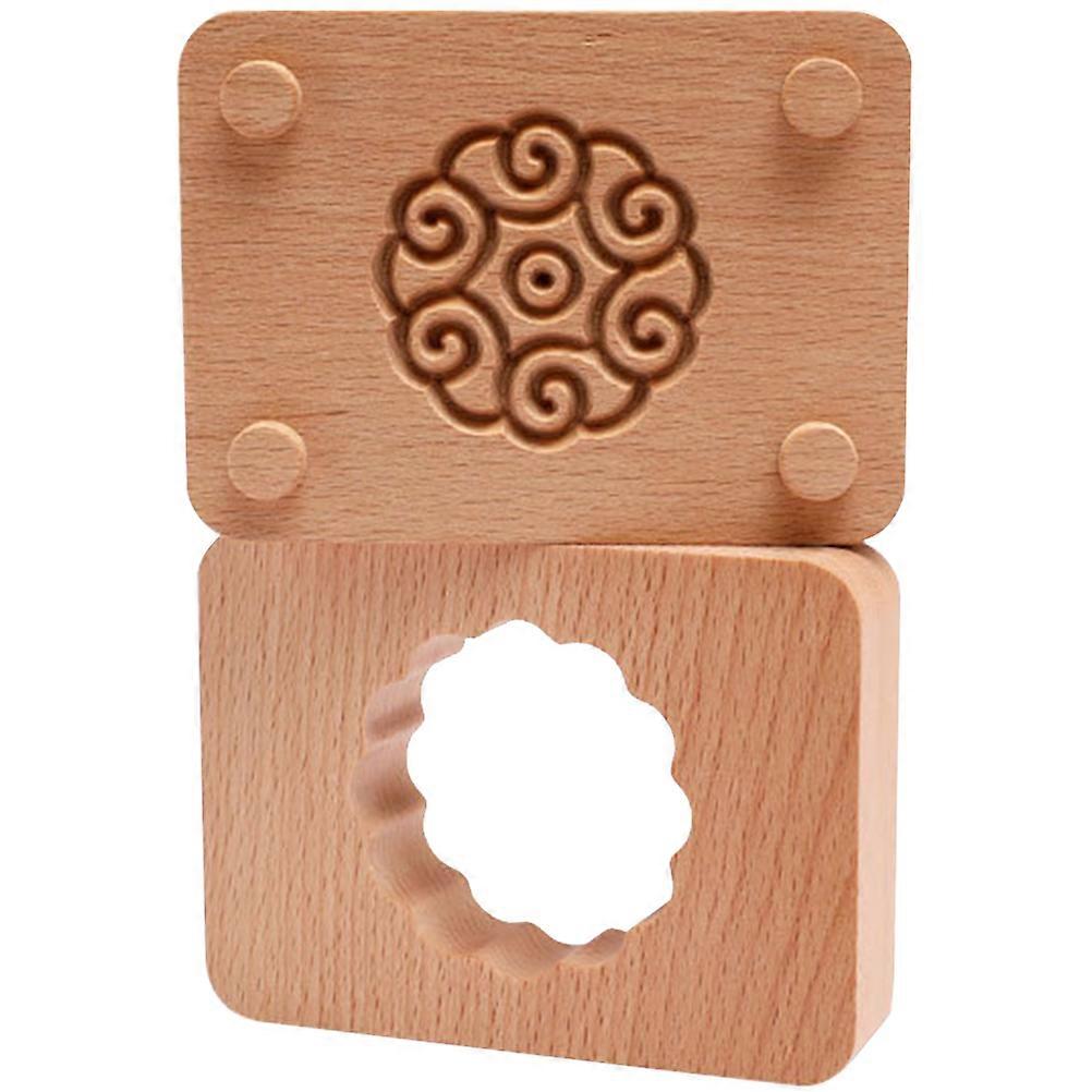 Wooden Moon Cake Molds for Home Use Khaki Color Safe with Patterns 1 Set