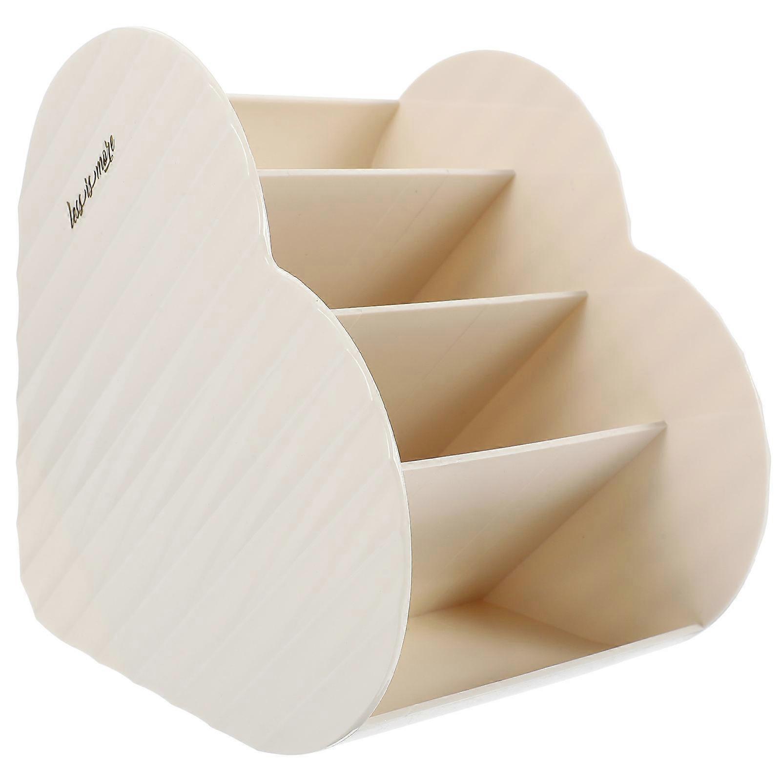 Heart Shaped Desk Organizer for Stationery and Makeup Brushes Made of PET White Color Keeps Desk Tidy 6.3 Inches