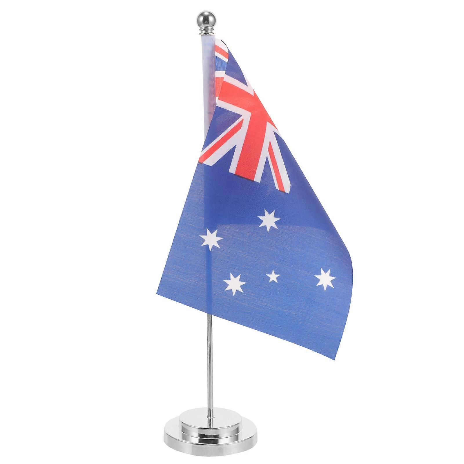 Australian Flag Decoration Office Desk Flag Single-Pole Design Event Item Desk Users Iron Material 1Set