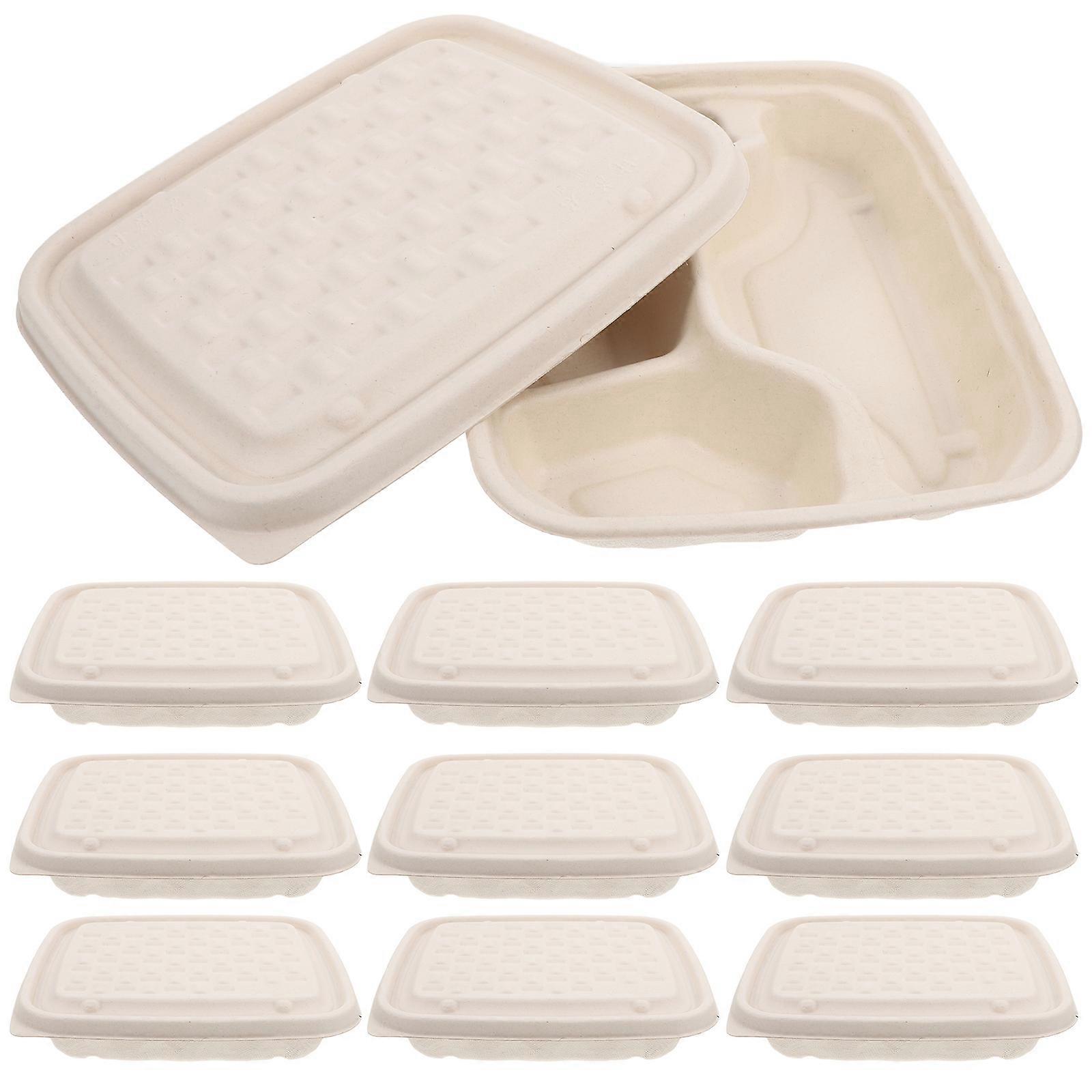 10 Pack Divided Paper Food Containers with Lids for Meal Prep, Takeout, and Dine In Use at Home or Restaurant